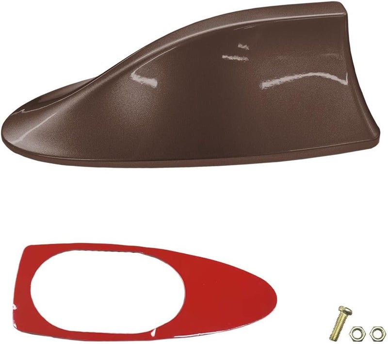 LHDOS Car Shark Fin Antenna Cover, Plastic Automotive Signal Roof Aerial Base Cover with Adhesive Tape, Universal Vehicle Decorative Replacement Accessories for Car Truck SUV (Brown) - Image 1